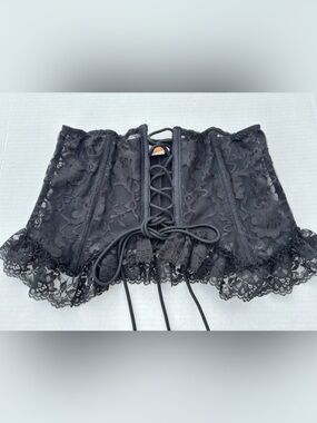 Vintage Intimate Attitudes Black Lace Up Corset Bustier Top